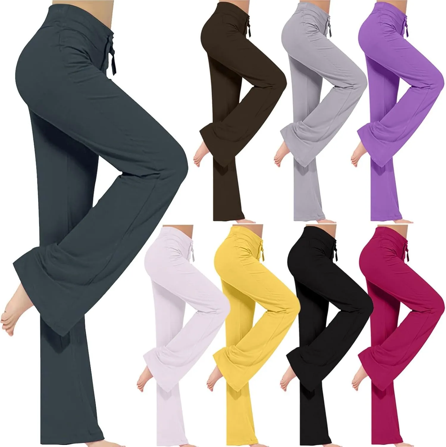 Ruziyoog Flared Yoga Pants for Women High Waist Stretchy Loose Casual Trousers Wide Leg Lounge Joggers Sweatpants