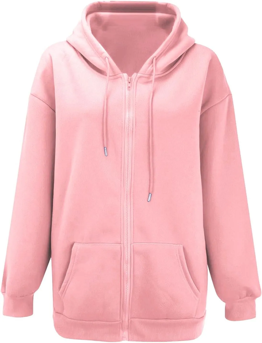 SHAOBGE Fall Sweatshirts for Women Zip Up Hoodies Oversized Sweatshirt Y2K Clothing Casual Drawstring Jacket with Pockets