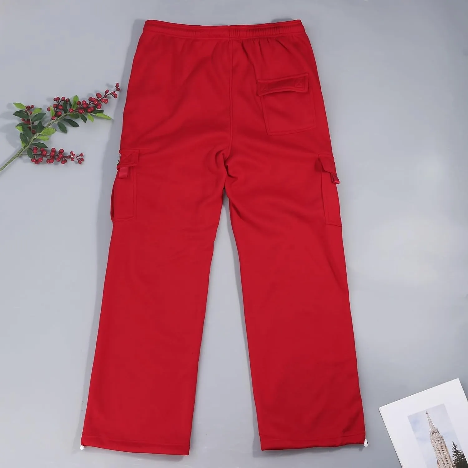 Slim Fit Cargo Pants for Men Baggy Sweatpants Plus Size Drawstring Straight Leg Work Pants with Pockets