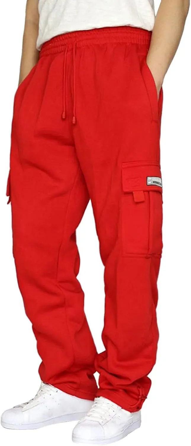 Slim Fit Cargo Pants for Men Baggy Sweatpants Plus Size Drawstring Straight Leg Work Pants with Pockets