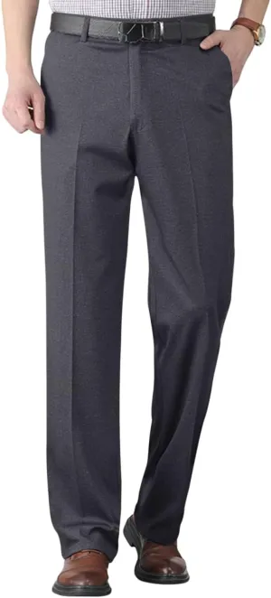 Slim Fit Dress Pants for Men Business Casual Straight Leg Work Pants with Pockets Flat Front Classic Office Pants
