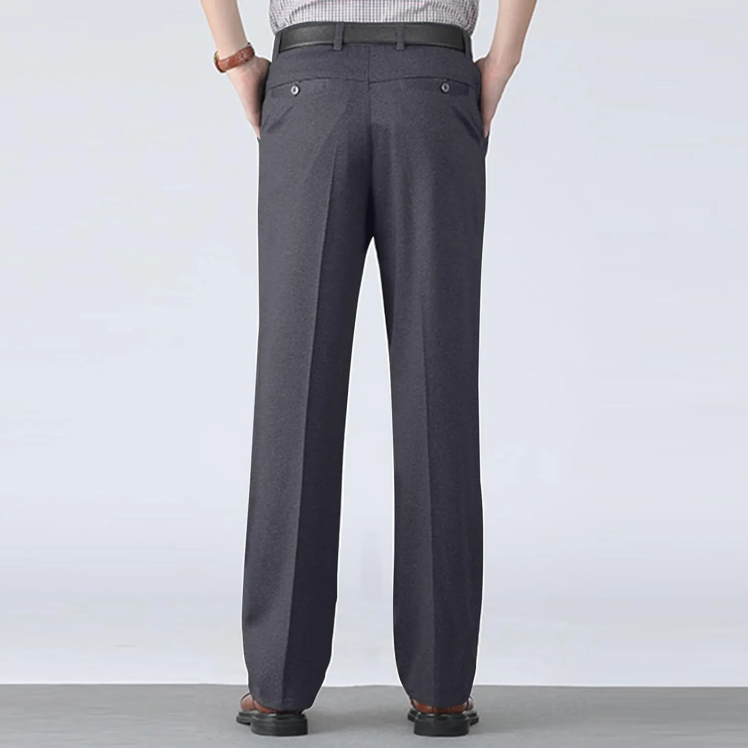 Slim Fit Dress Pants for Men Business Casual Straight Leg Work Pants with Pockets Flat Front Classic Office Pants