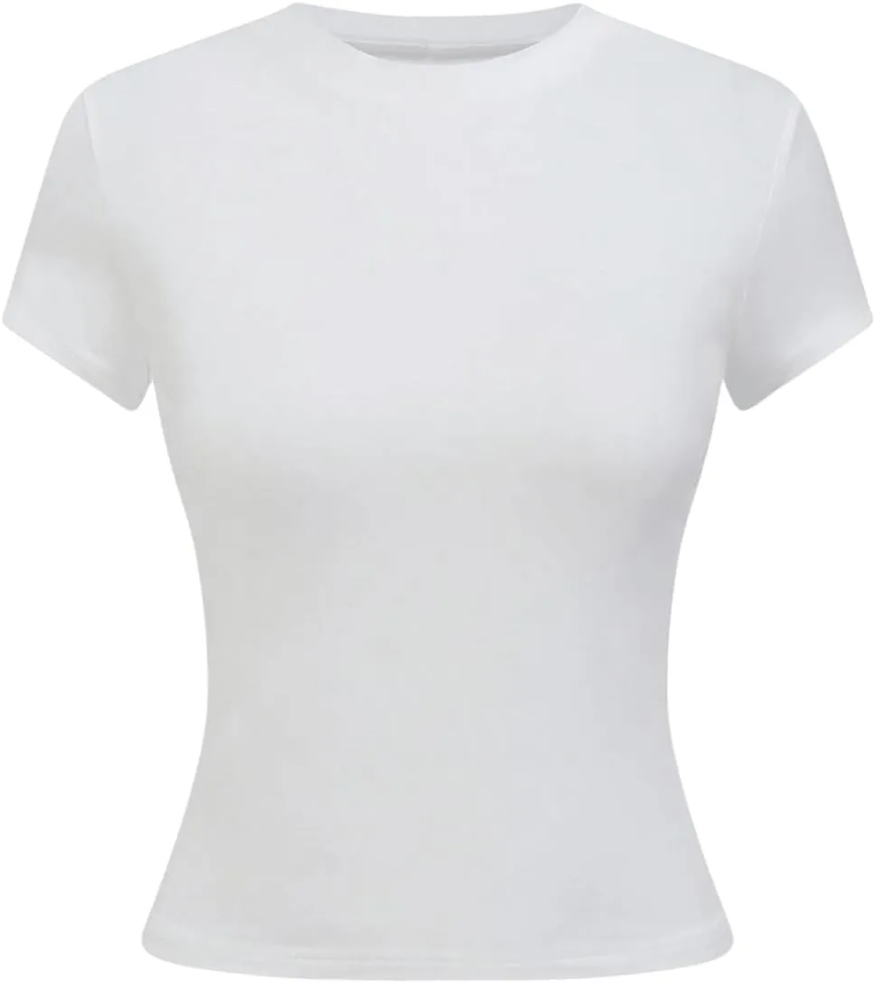 SOLY HUX Boat Neck Tops for Women 3 Piece Cropped Basic Tees Set Summer Short Sleeve Shirts Fitted Workout Undershirt