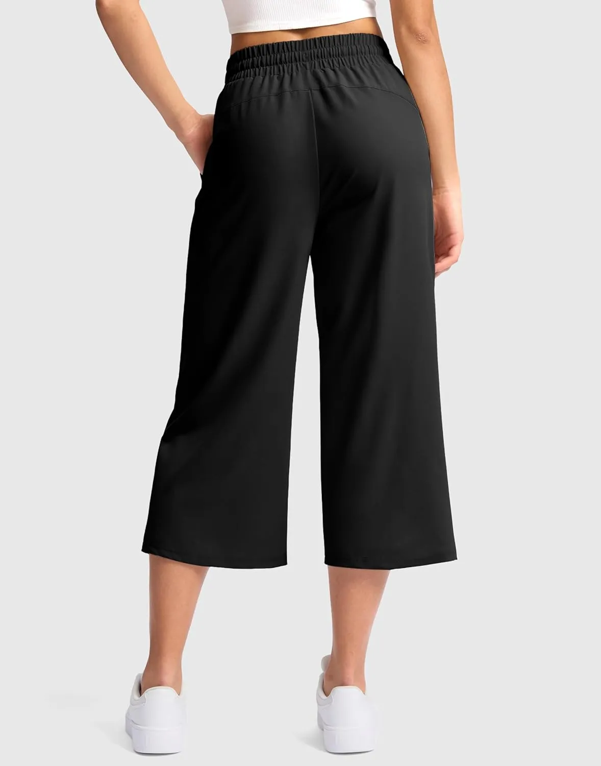 Soothfeel Women's Capri Pants Loose High Waisted Wide Leg Lightweight Travel Hiking Pants for Women Casual Summer with Pocket