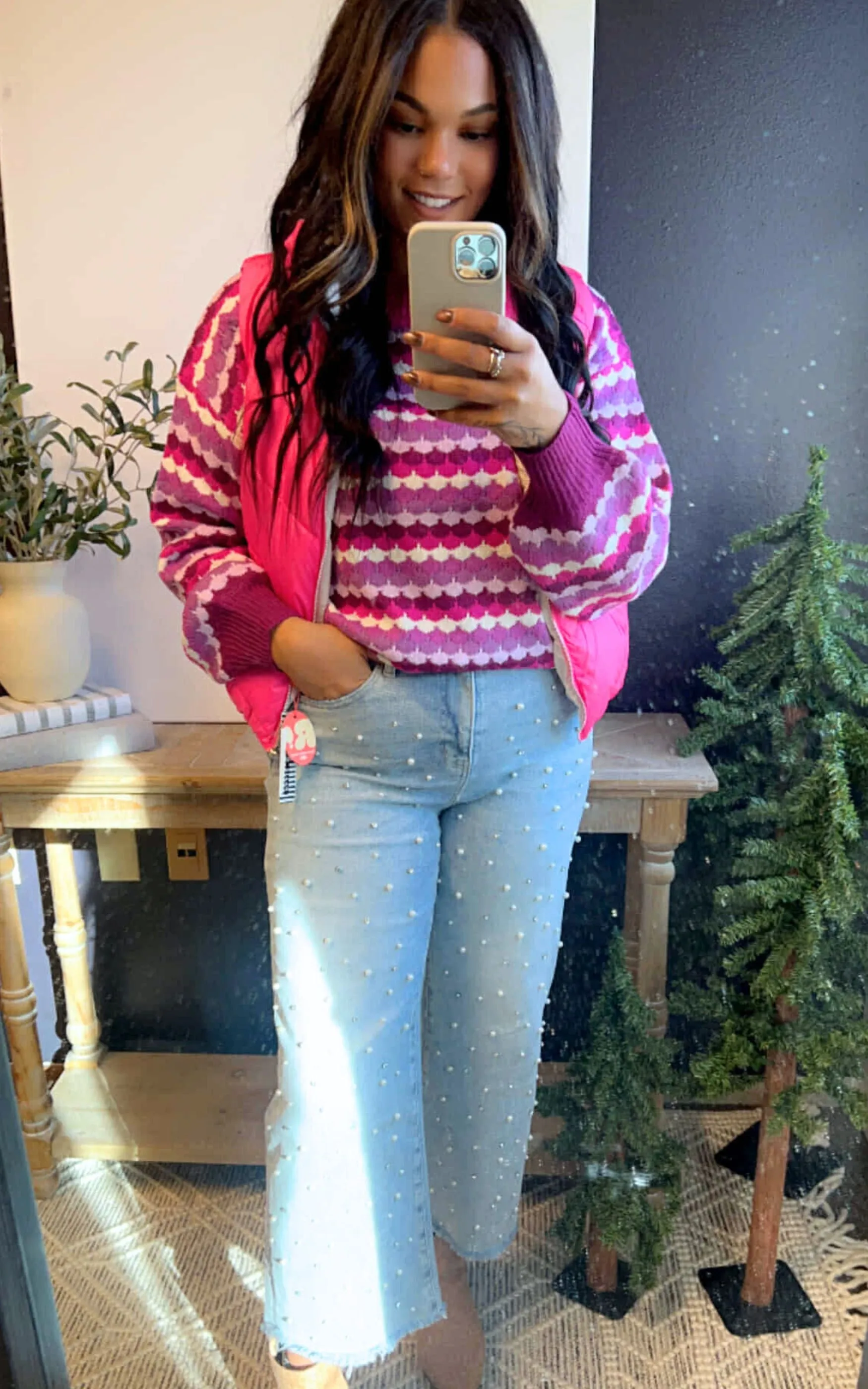Striped Dot Multicolor Knit Sweater