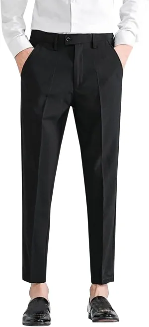 Suit Pants for Men's,Slim Fit Zipper Button Chino Work Suit Pants Business Straight Leg Skinny Suit Trousers