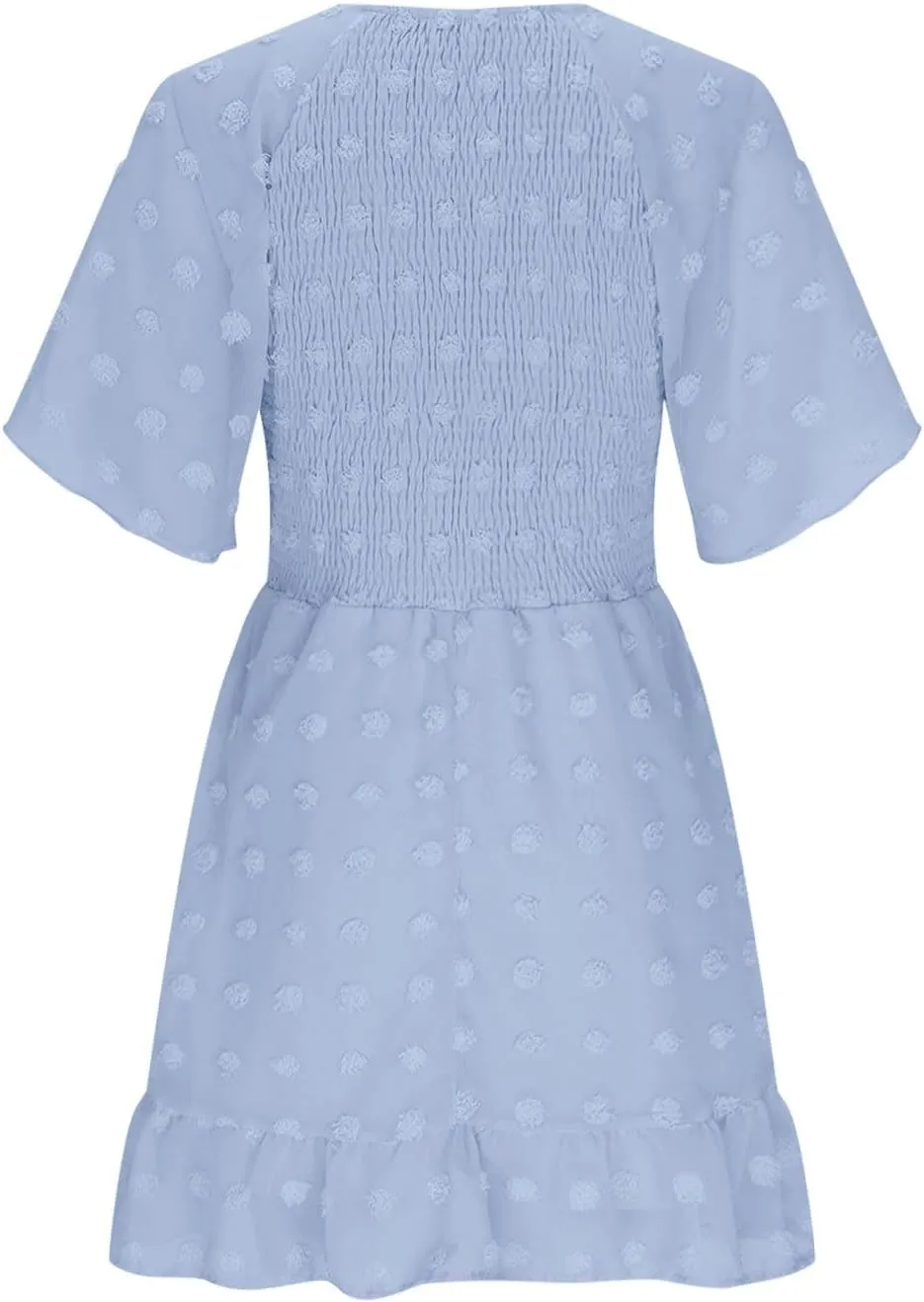 Summer Dresses for Women 2024 V-Neck Flowy Printed Mini Dress Casual Ruffle Puff Sleeve Casual Sundresses