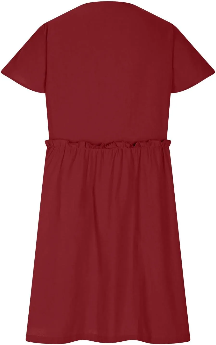 Summer Dresses for Women 2025 Casual Short Sleeve Beach Dress Fashion Loose Fit Crew Neck Solid Color Sundress