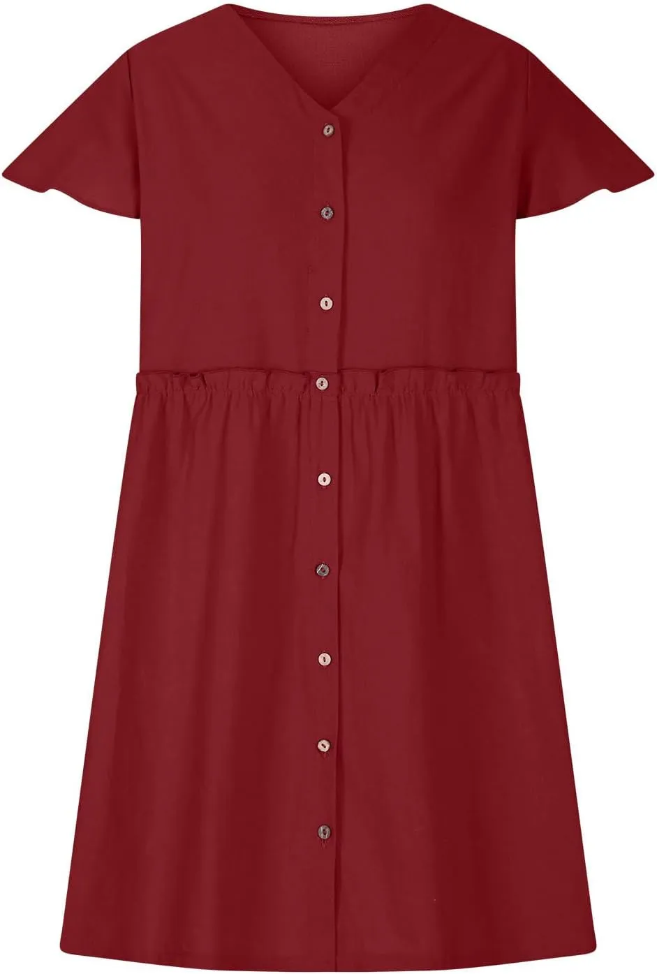 Summer Dresses for Women 2025 Casual Short Sleeve Beach Dress Fashion Loose Fit Crew Neck Solid Color Sundress