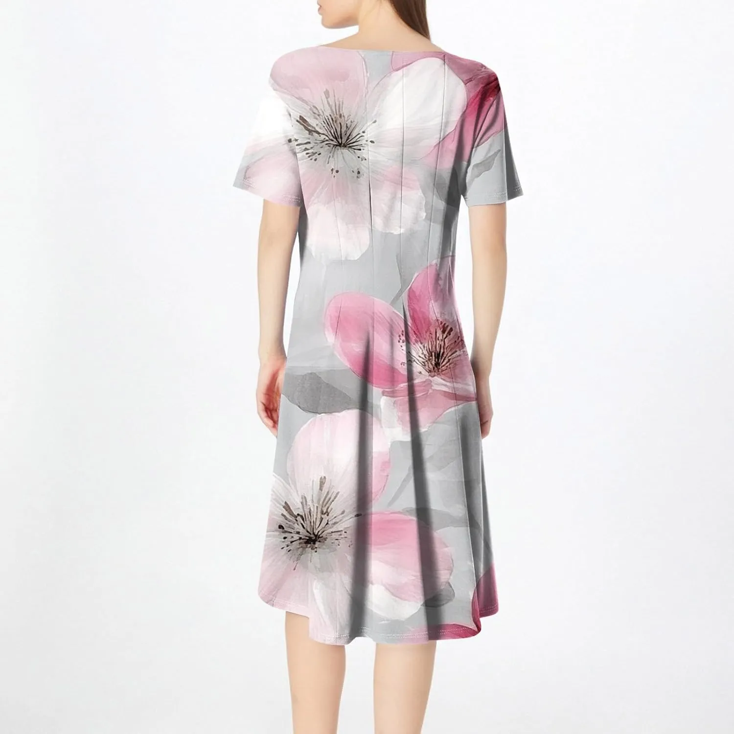 Summer Dresses for Women 2025 Casual Trendy Ruched Spring Loose Crew Neck Semi Formal Short Sleeve Dress
