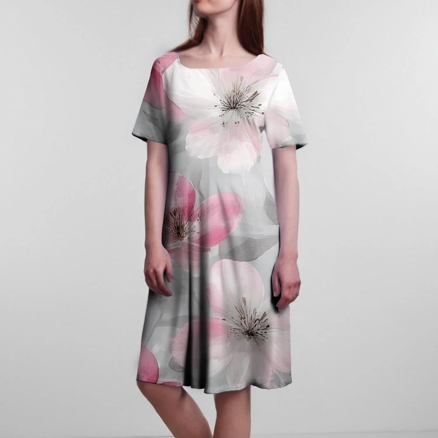 Summer Dresses for Women 2025 Casual Trendy Ruched Spring Loose Crew Neck Semi Formal Short Sleeve Dress