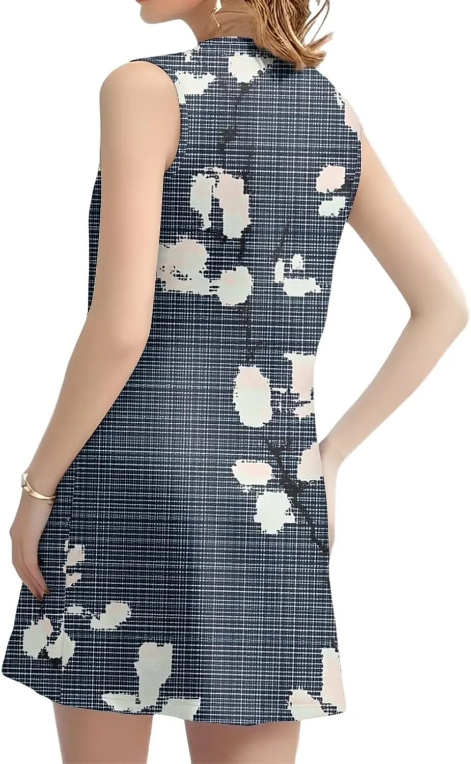 Summer Dresses for Women Casual Sundress Floral Printed Pleated Mini Dress with Pocket Beach Cover Up Swimsuit