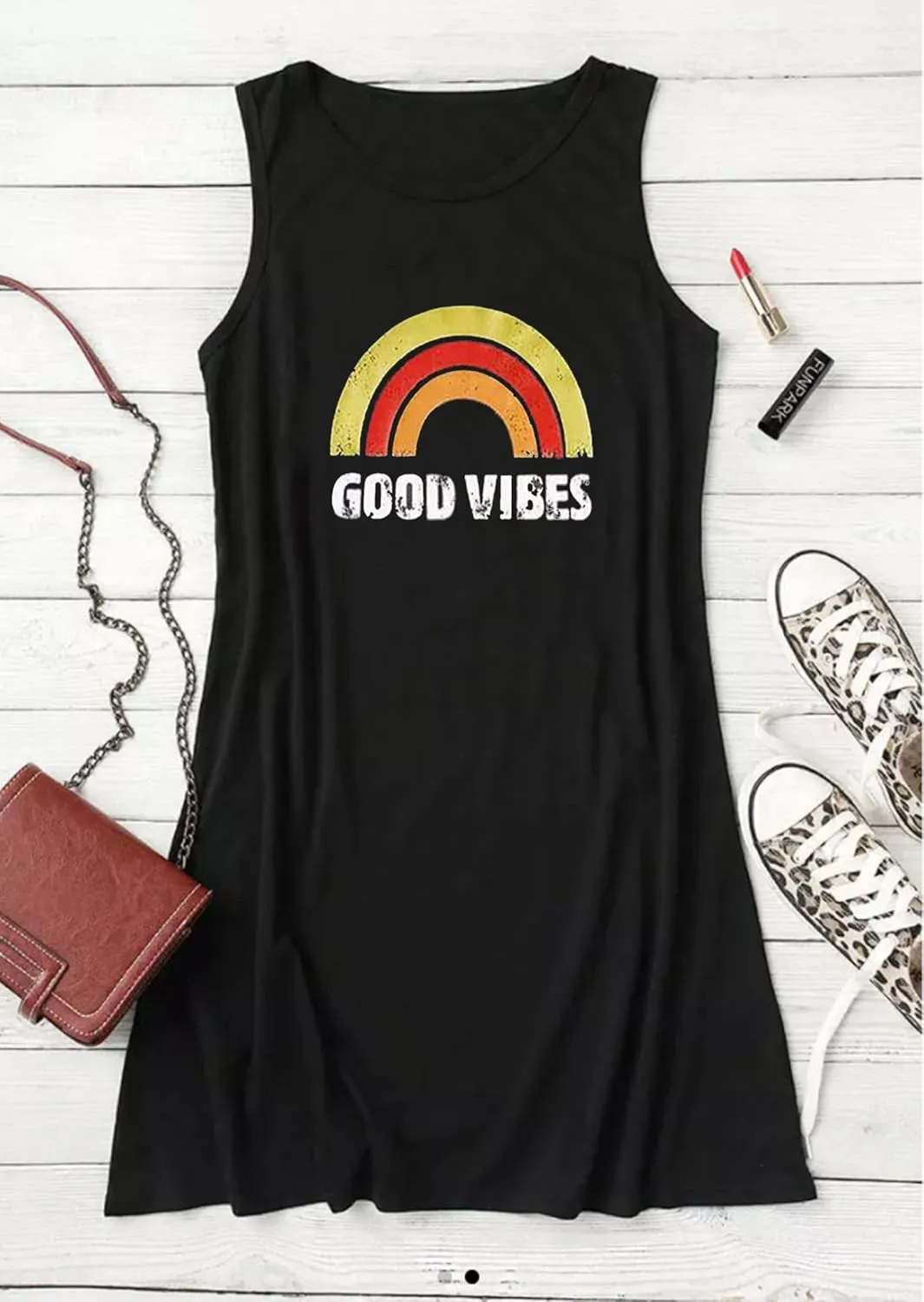 Sun Salt Sand Coconut Tree Sleeveless Mini Dress Women Casual Summer Beach Vacation Dress Workout Tank Dress