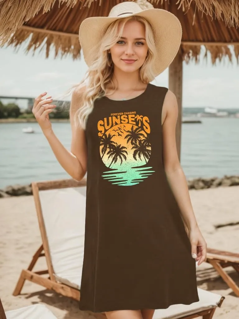 Sun Salt Sand Coconut Tree Tank Mini Dress Sundresses for Women Sleeveless Summer Graphic Vacation Hawaiian Dress 2025