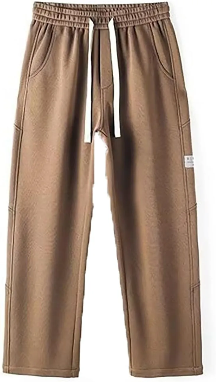 Sweatpants for Men Baggy Stretch Waist Straight Leg Casual Joggers Plus Size Lightweight Outdoor Workout Drawstring Trousers