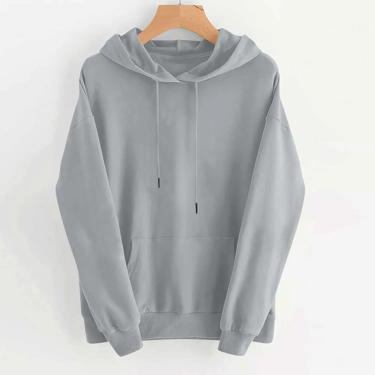 Sweatshirts for Women Oversized Casual Long Sleeve Solid Top Loose Pullover Drawstring Hoodies Sweatshirt with Pocket