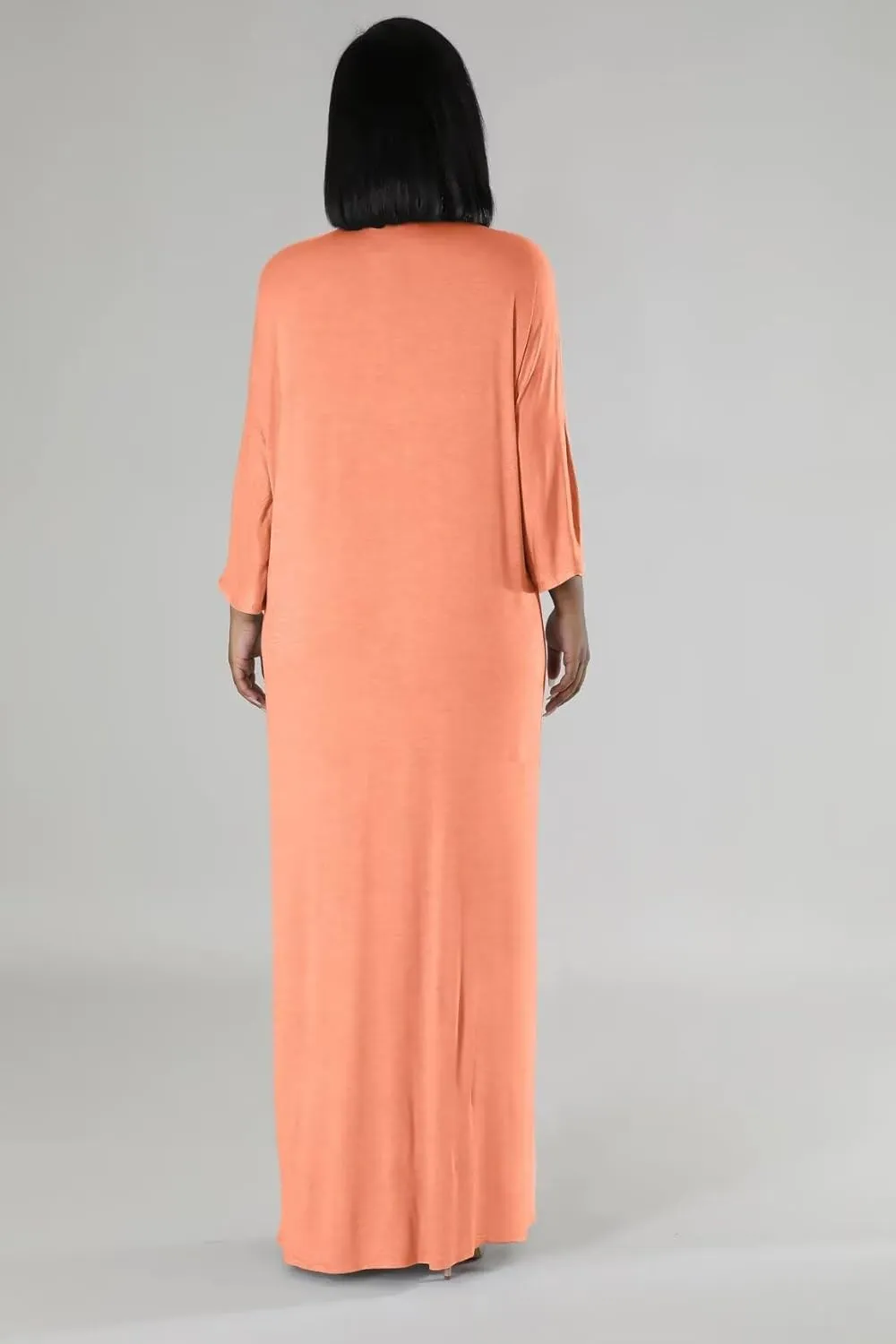 ThusFar Women Casual Batwing Half Sleeve Oversize T-Shirt Dress Spring Beach Basic V Neck Split Tunic Long Maxi Dresses
