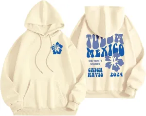 Tulum Mexico Oversized Hoodies For Women Casual Long Sleeve Hooded Pocket Pullover Letter Printed Travel Hoodie