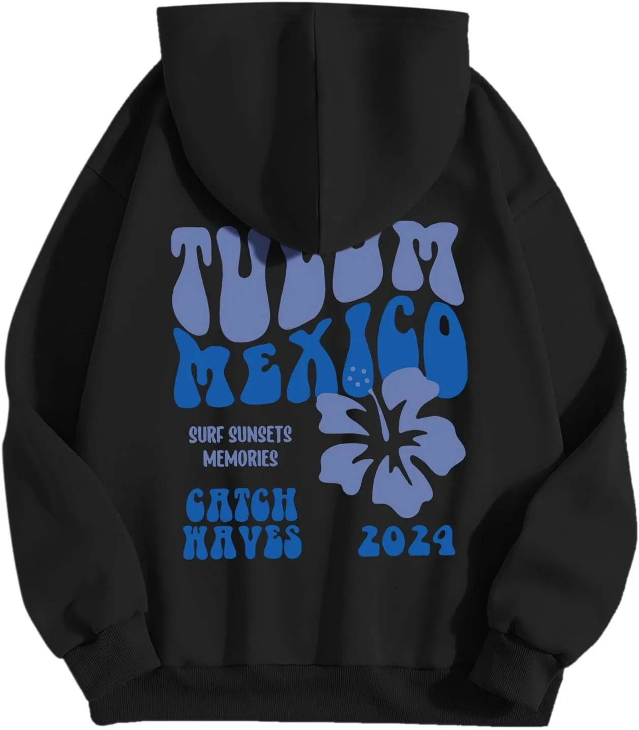 Tulum Mexico Oversized Hoodies For Women Casual Long Sleeve Hooded Pocket Pullover Letter Printed Travel Hoodie