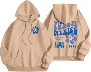 Tulum Mexico Oversized Hoodies For Women Casual Long Sleeve Hooded Pocket Pullover Letter Printed Travel Hoodie
