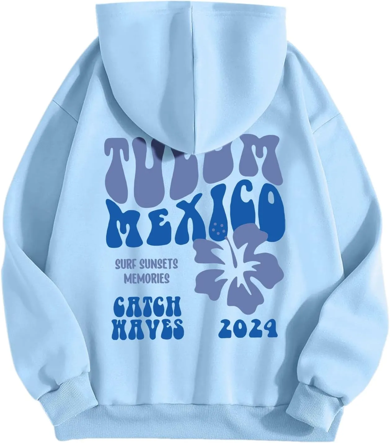 Tulum Mexico Oversized Hoodies For Women Casual Long Sleeve Hooded Pocket Pullover Letter Printed Travel Hoodie