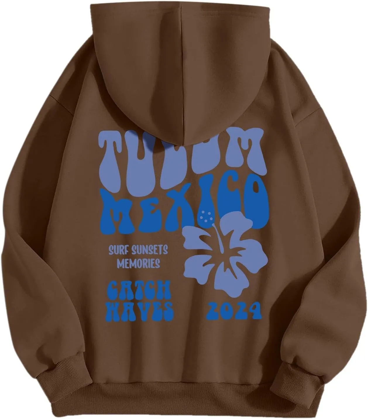 Tulum Mexico Oversized Hoodies For Women Casual Long Sleeve Hooded Pocket Pullover Letter Printed Travel Hoodie