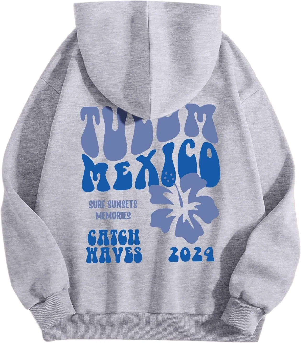 Tulum Mexico Oversized Hoodies For Women Casual Long Sleeve Hooded Pocket Pullover Letter Printed Travel Hoodie