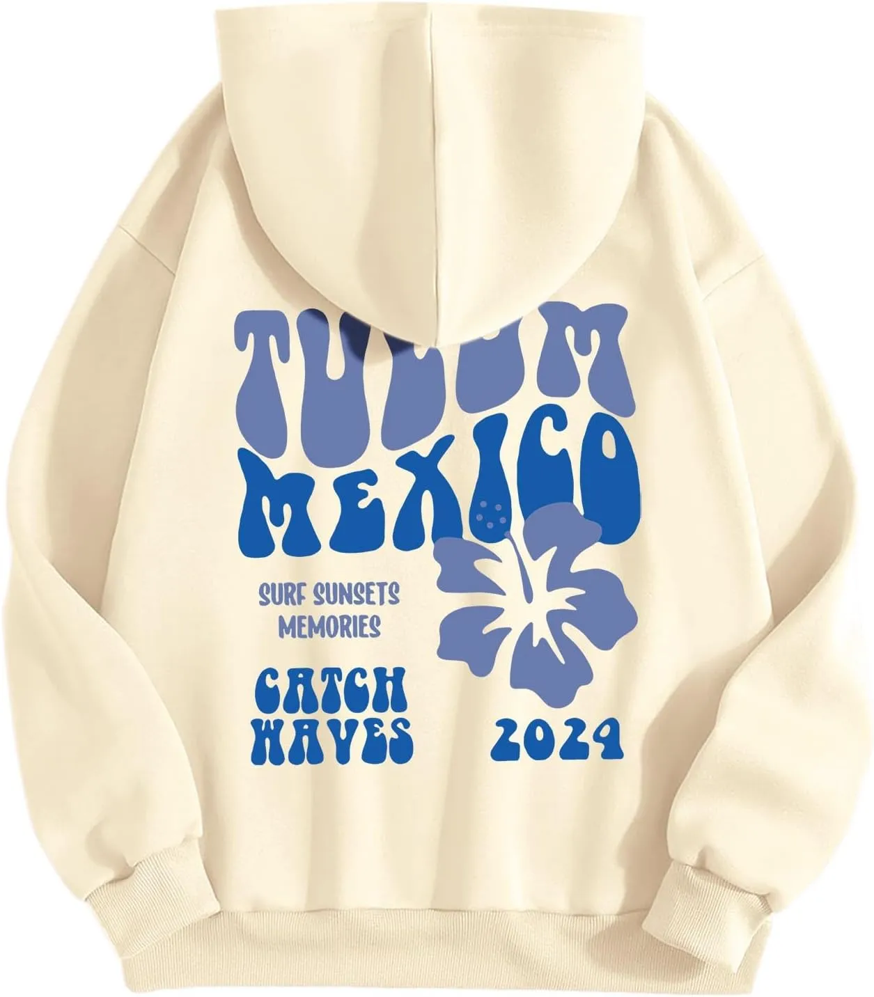 Tulum Mexico Oversized Hoodies For Women Casual Long Sleeve Hooded Pocket Pullover Letter Printed Travel Hoodie