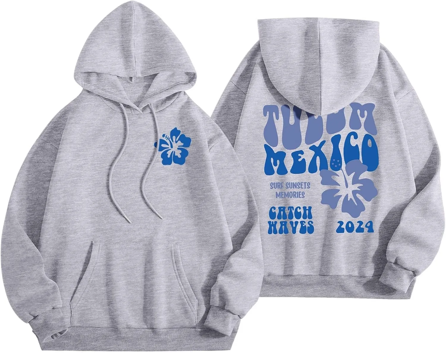 Tulum Mexico Oversized Hoodies For Women Casual Long Sleeve Hooded Pocket Pullover Letter Printed Travel Hoodie
