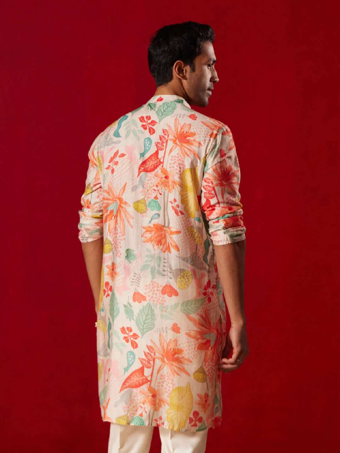VASTRAMAY Men's Printed Cotton Kurta