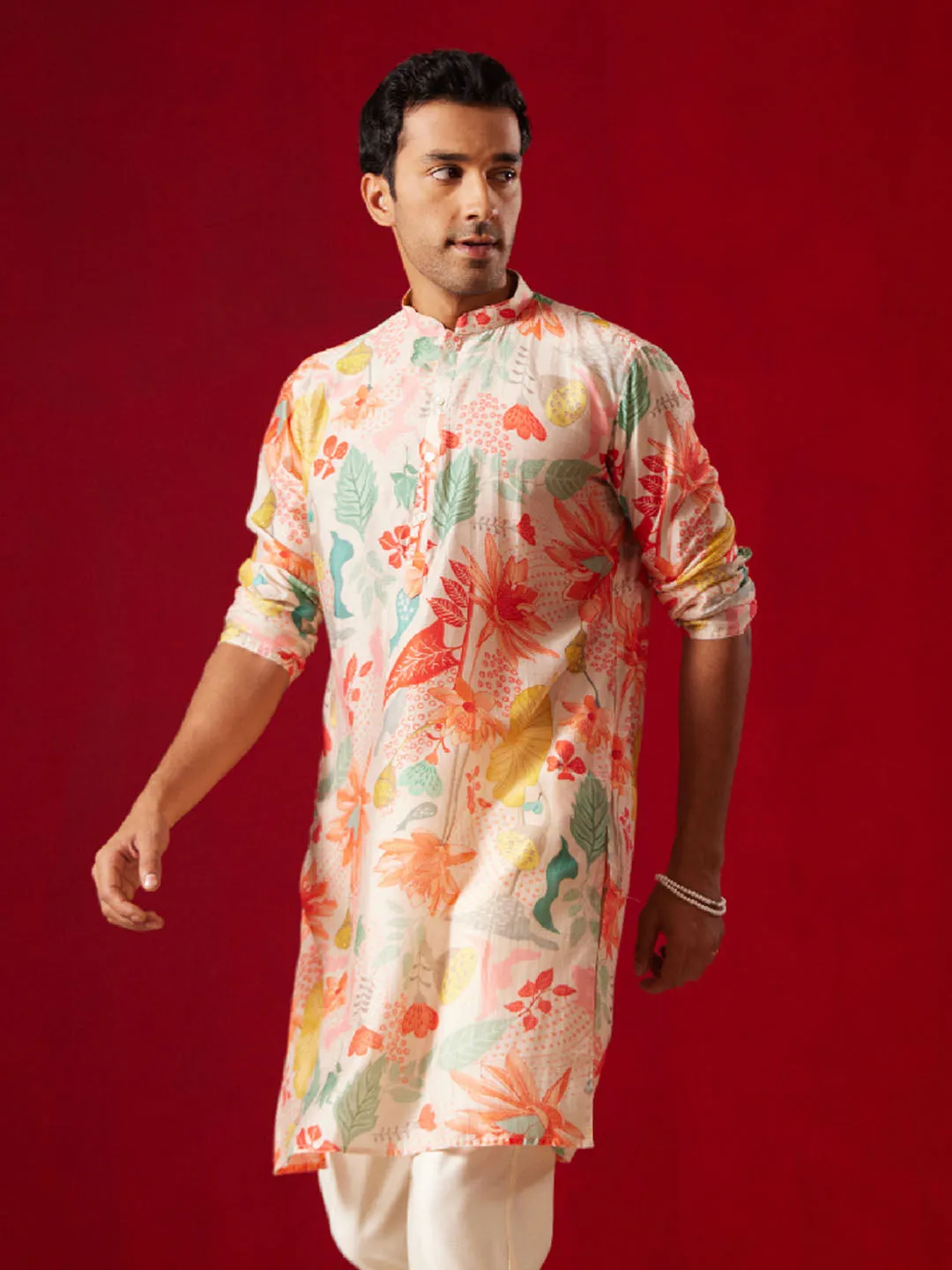 VASTRAMAY Men's Printed Cotton Kurta