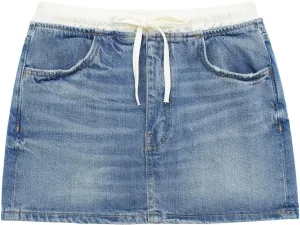 VCM Y2k Skirt Jean Skirts for Women Denim Cute Mini Skirt with Pockets High Waisted Skirt Drawstring Skirt Trendy Skirt (Blue,L,Large)