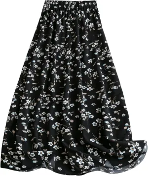 Verdusa Women's Floral Print Maxi Skirt Boho High Waisted A Line Flowy Summer Long Skirts