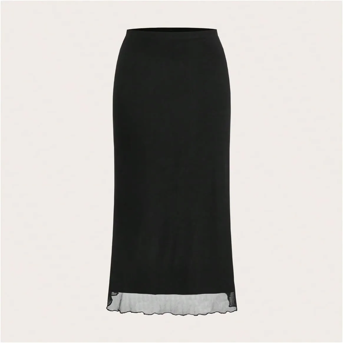 Verdusa Women's Plus Size High Waisted Maxi Skirt Casual Mesh Layered Long Bodycon Skirts