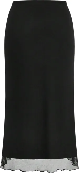 Verdusa Women's Plus Size High Waisted Maxi Skirt Casual Mesh Layered Long Bodycon Skirts