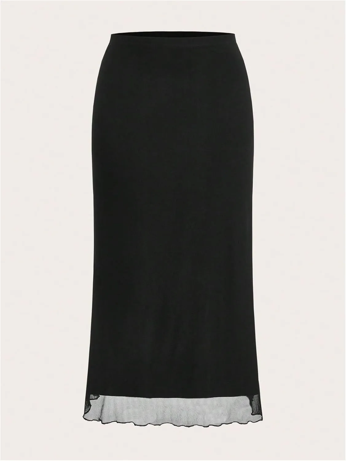 Verdusa Women's Plus Size High Waisted Maxi Skirt Casual Mesh Layered Long Bodycon Skirts