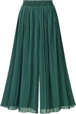 Wide Leg Chiffon Pants for Women High Waist Palazzo Trousers Business Casual Slacks Lounge Harem Trouser with Pocket