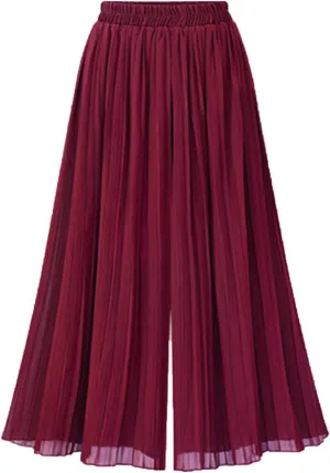 Wide Leg Chiffon Pants for Women High Waist Palazzo Trousers Business Casual Slacks Lounge Harem Trouser with Pocket