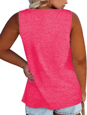 Wkior Plus Size Tank Top for Women V Neck Basic Solid Color Casual Flowy Summer Sleeveless Tunics (XL-5XL)