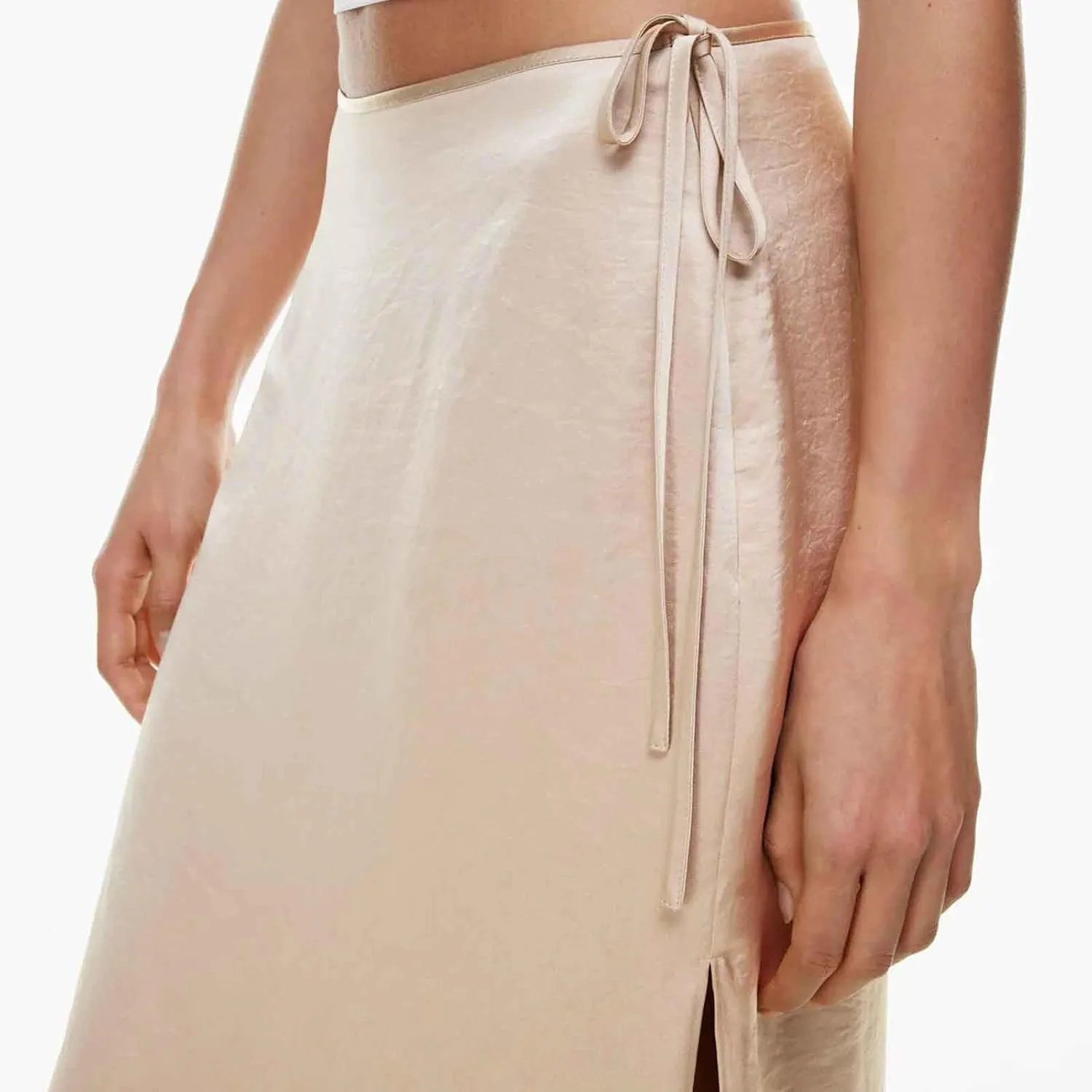 Women Split Slit Thigh Long Skirts High Waisted Midi Skirts Tie Up Solid Casual Sexy Elegant Soft Skirt 2025