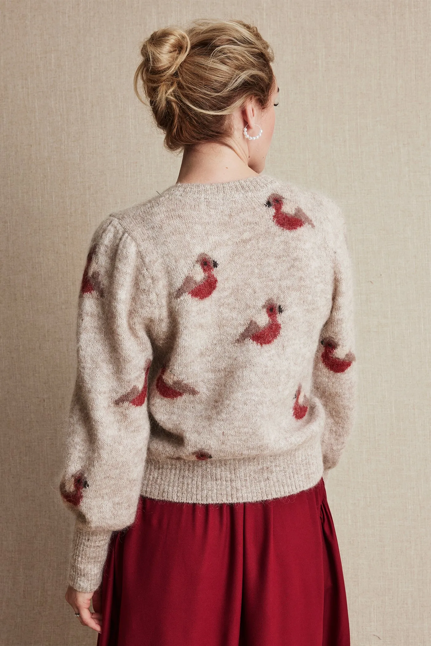 Women's beige wool cardigan