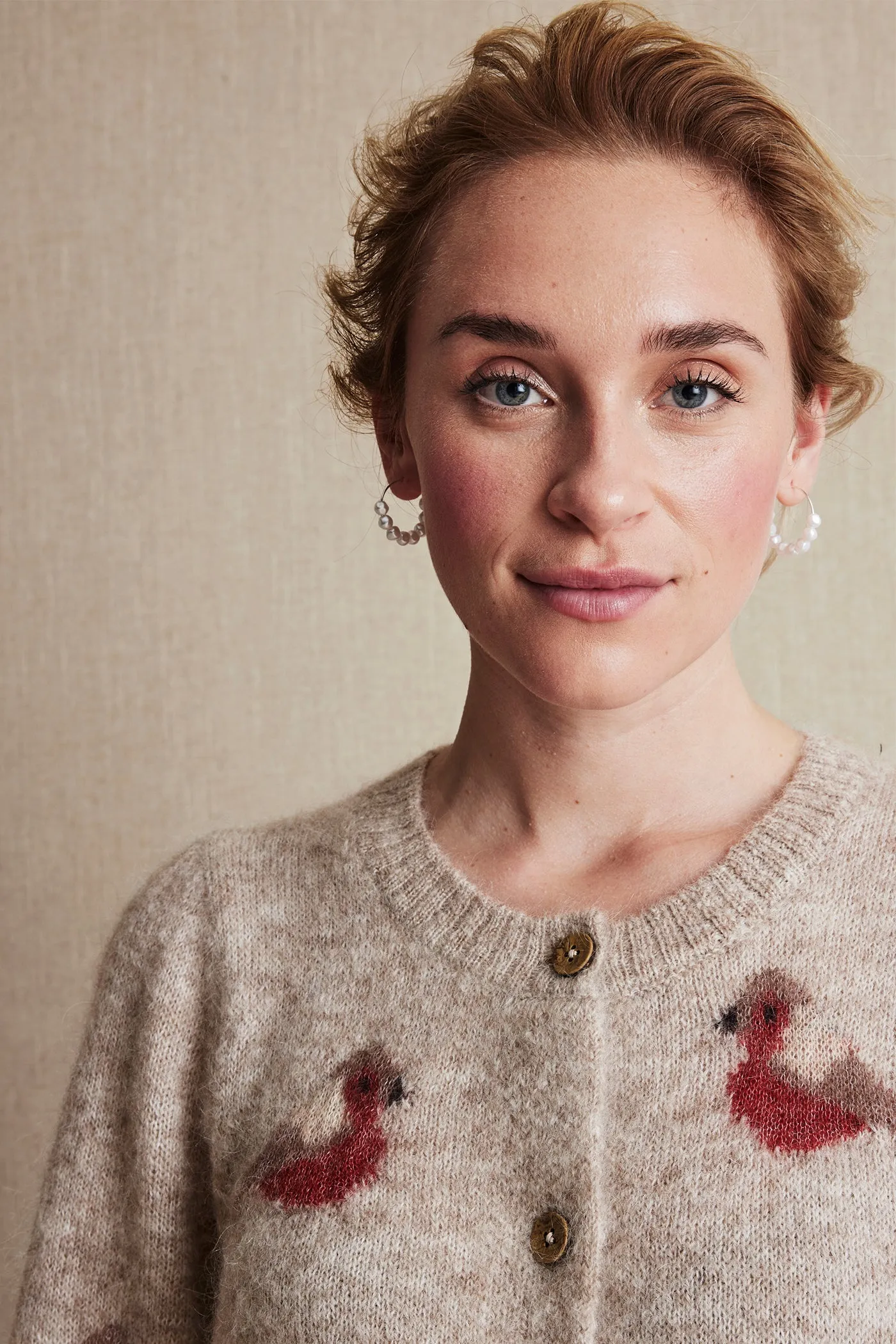 Women's beige wool cardigan