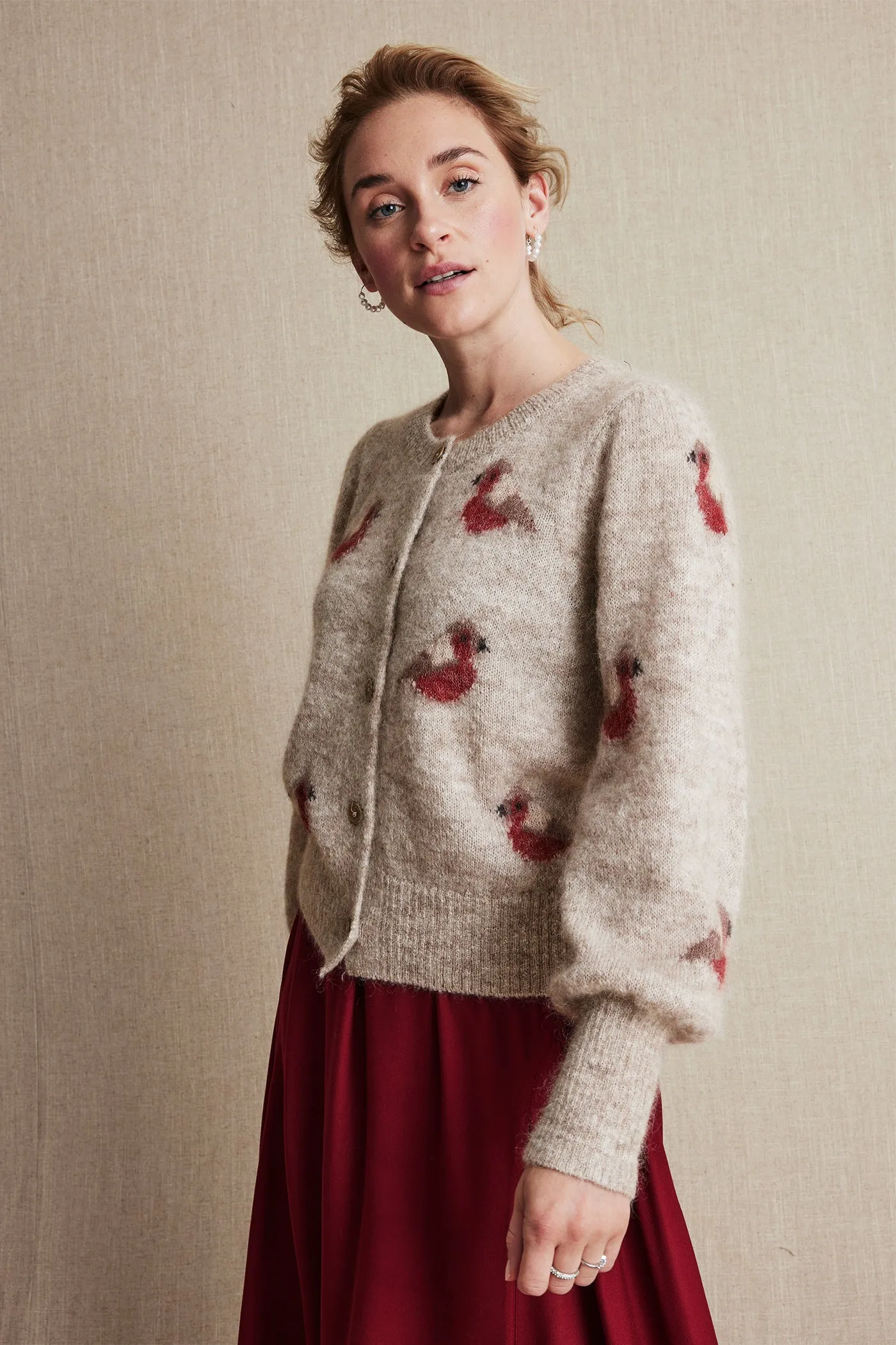 Women's beige wool cardigan