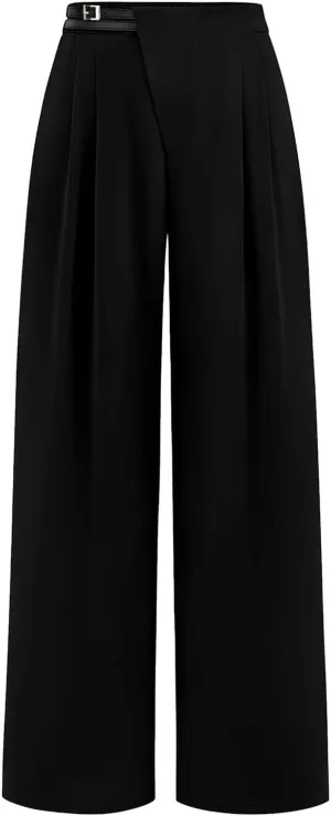 Womens Business Casual Pants Straight Leg Office Dress Pants Trousers Wide Leg Long Palazzo Pants with Pockets