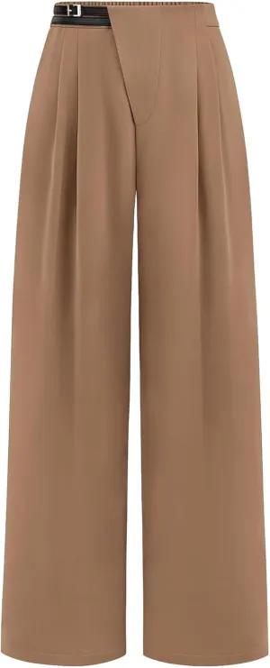 Womens Business Casual Pants Straight Leg Office Dress Pants Trousers Wide Leg Long Palazzo Pants with Pockets