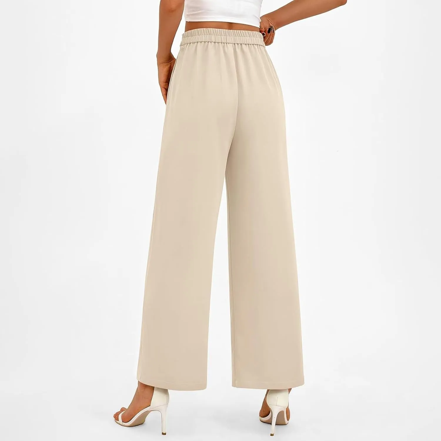 Womens Business Casual Pants Straight Leg Office Dress Pants Trousers Wide Leg Long Palazzo Pants with Pockets