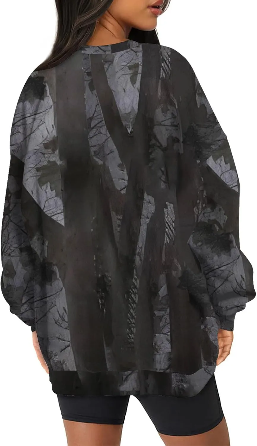 Women's Camo Hoodies Sweatshirt Maple Leaf Print Oversized Fleece Sweatshirts Classic Print Pullover with Pocket