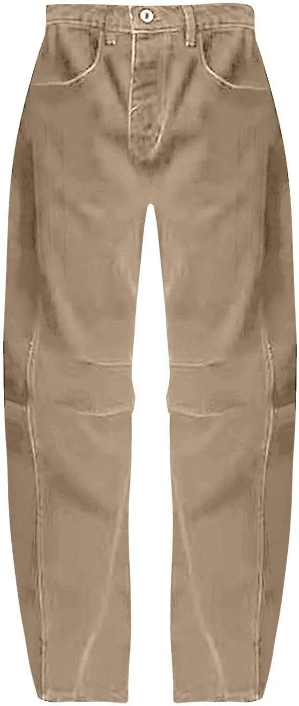 Women's Casual Jeans Elastic Waist Front Button Wide Leg Harem Trousers Fashion Loose Fit Comfy Street Hip Hip Pants