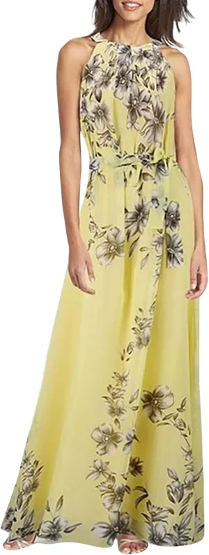 Women's Casual Summer Dresses Maxi Sleeveless Dresses 2024 Floral Printed Long Dress Tea Party Vestidos, S-6XL