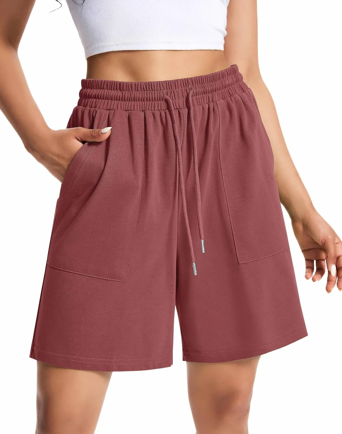 Womens Cotton Sweat Shorts Casual Summer Short Loose Drawstring Lounge Running Athletic Shorts with Pockets